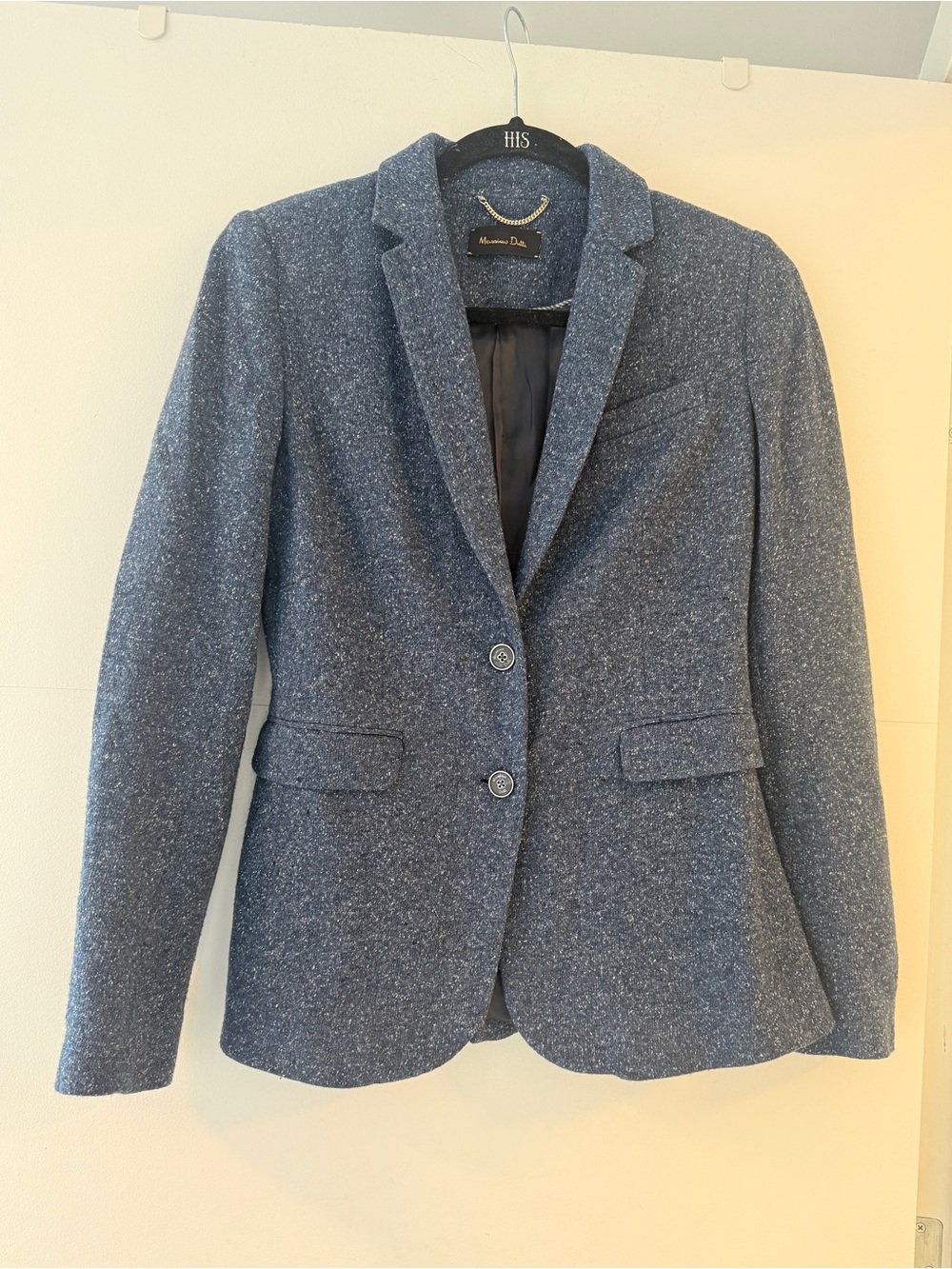 Massimo Dutti Wool & Silk Mélange Tailored Blazer | Blue | EU 36 / US 4